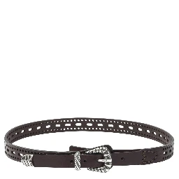 Leather belt with perforated details
