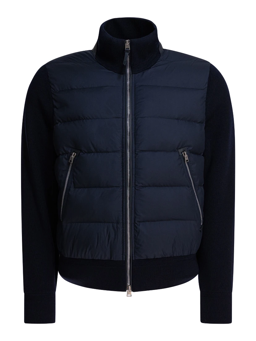Nylon and wool short down jacket