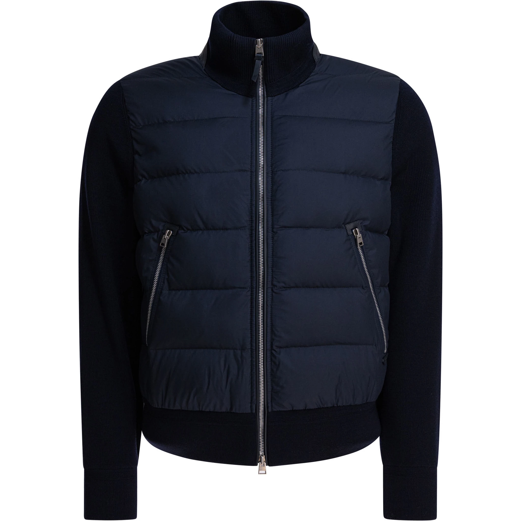 Nylon and wool short down jacket