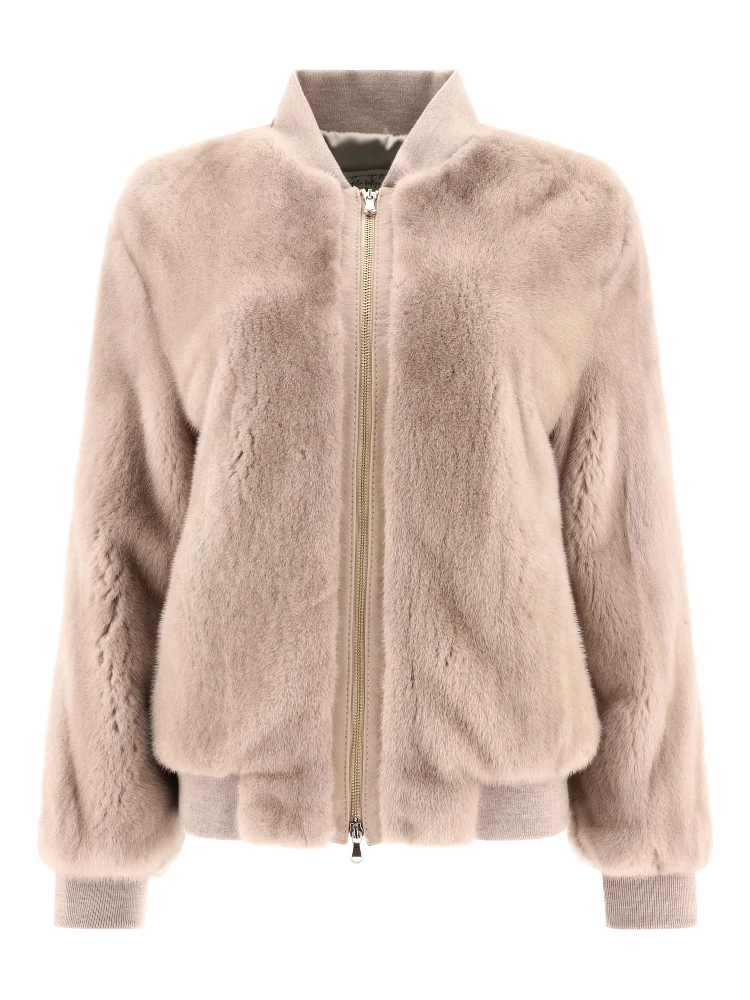 Mink fur bomber jacket