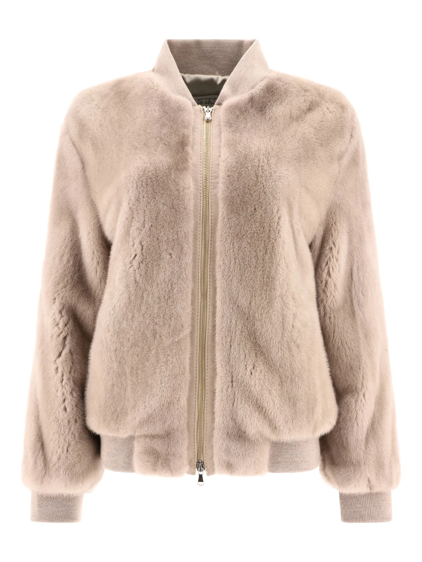 Mink fur bomber jacket