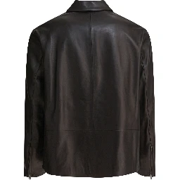 Leather jacket with zipper
