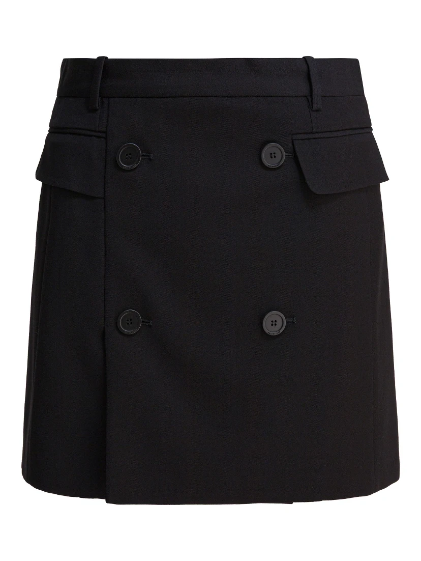 Viscose and wool twill miniskirt