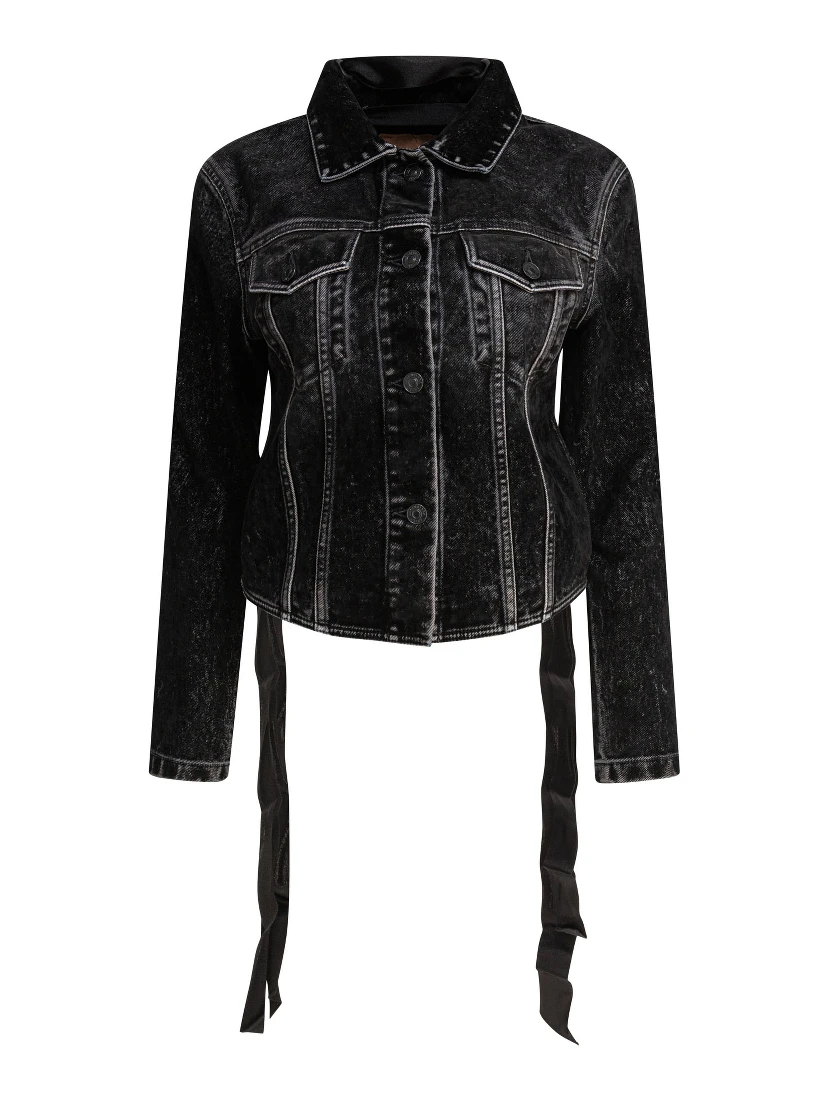 Denim jacket with laces
