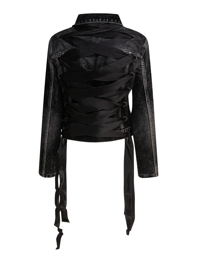 Denim jacket with laces