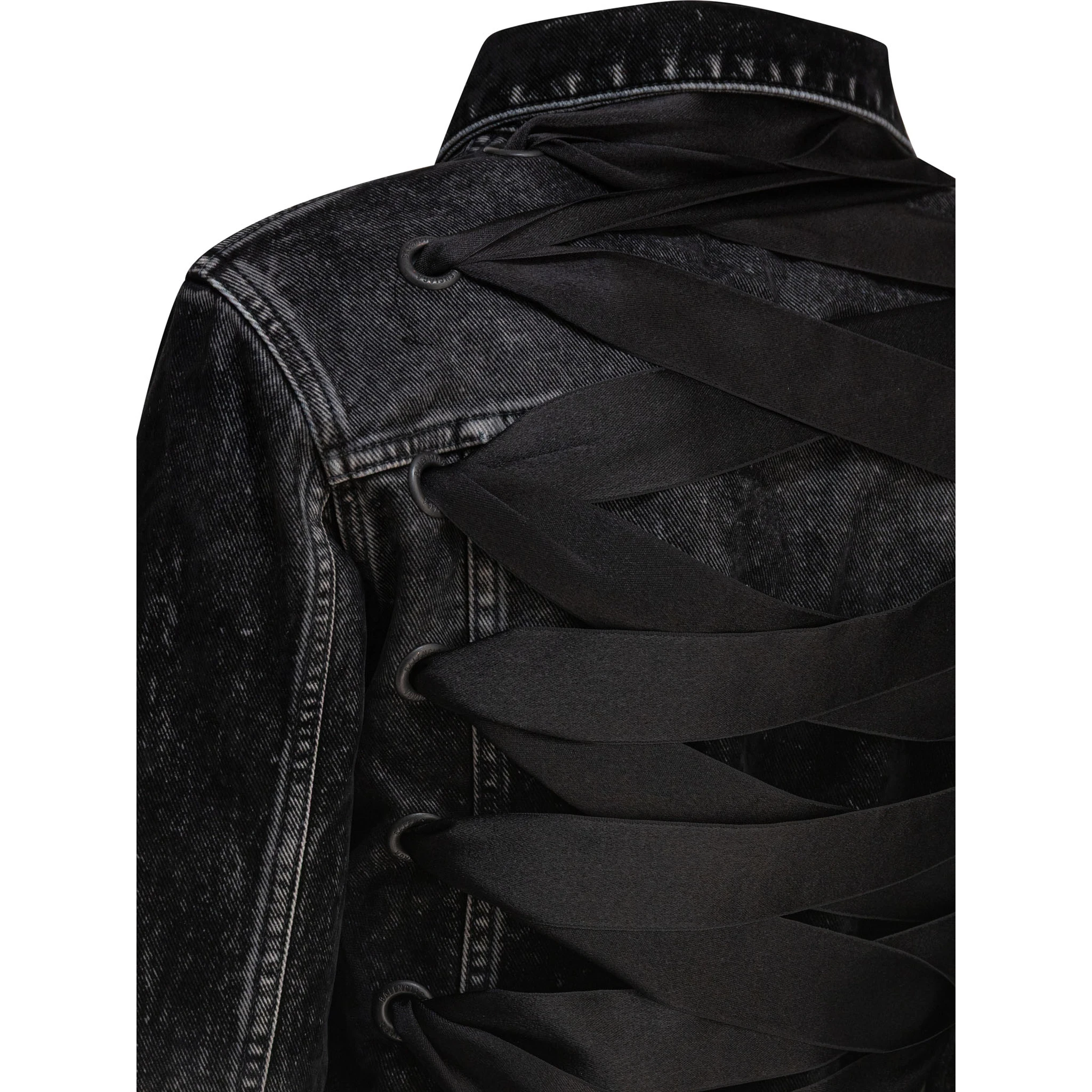 Denim jacket with laces