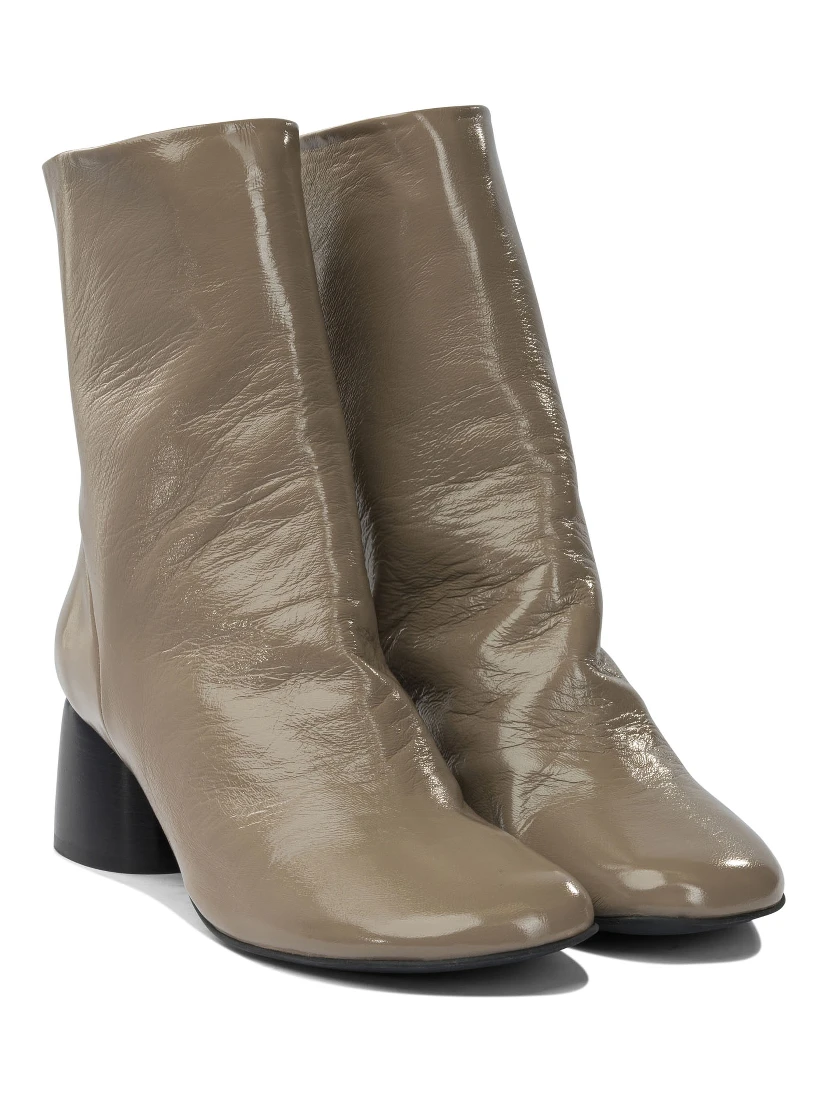 Leather zippered ankle boots