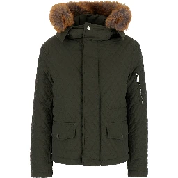 Green Quilted Jacket with EKD Logo Detail in Cotton Blend Woman