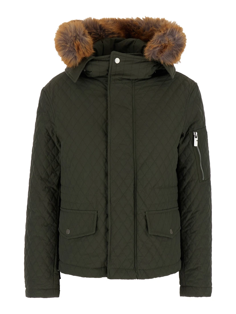 Green Quilted Jacket with EKD Logo Detail in Cotton Blend Woman