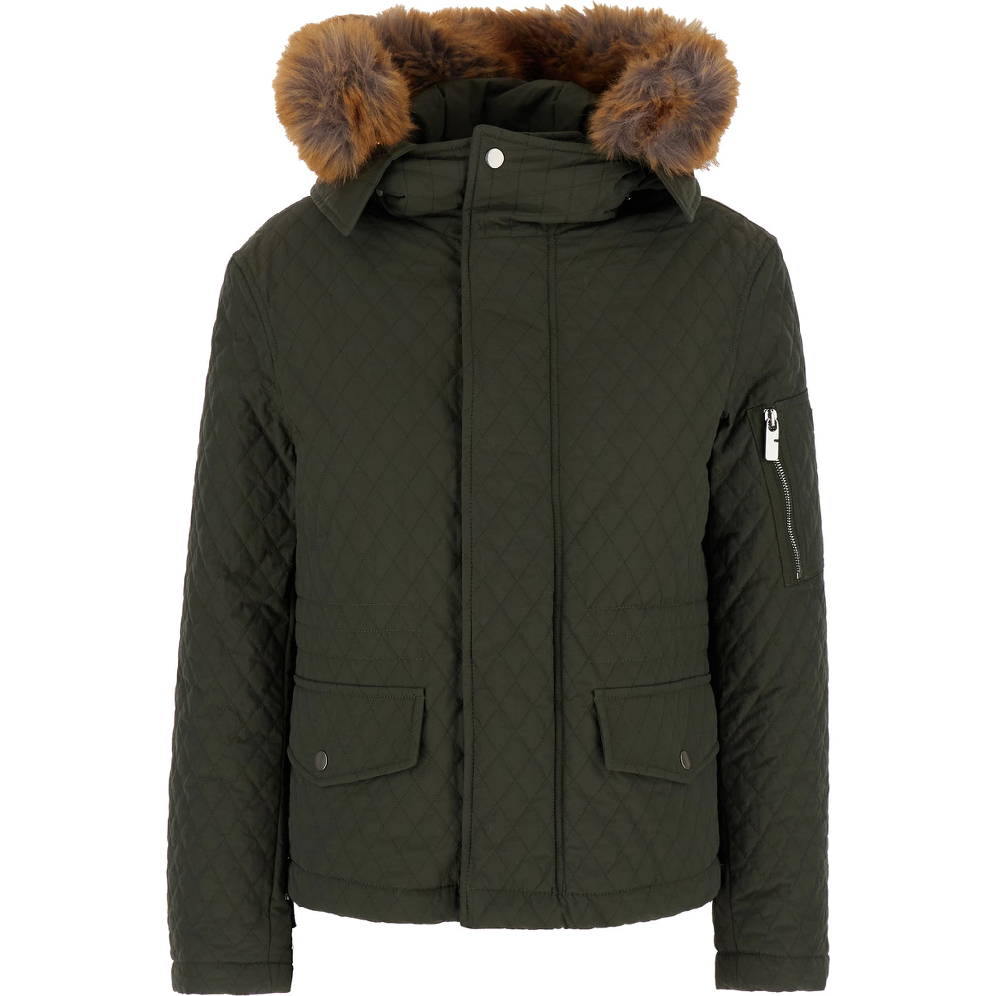 Green Quilted Jacket with EKD Logo Detail in Cotton Blend Woman
