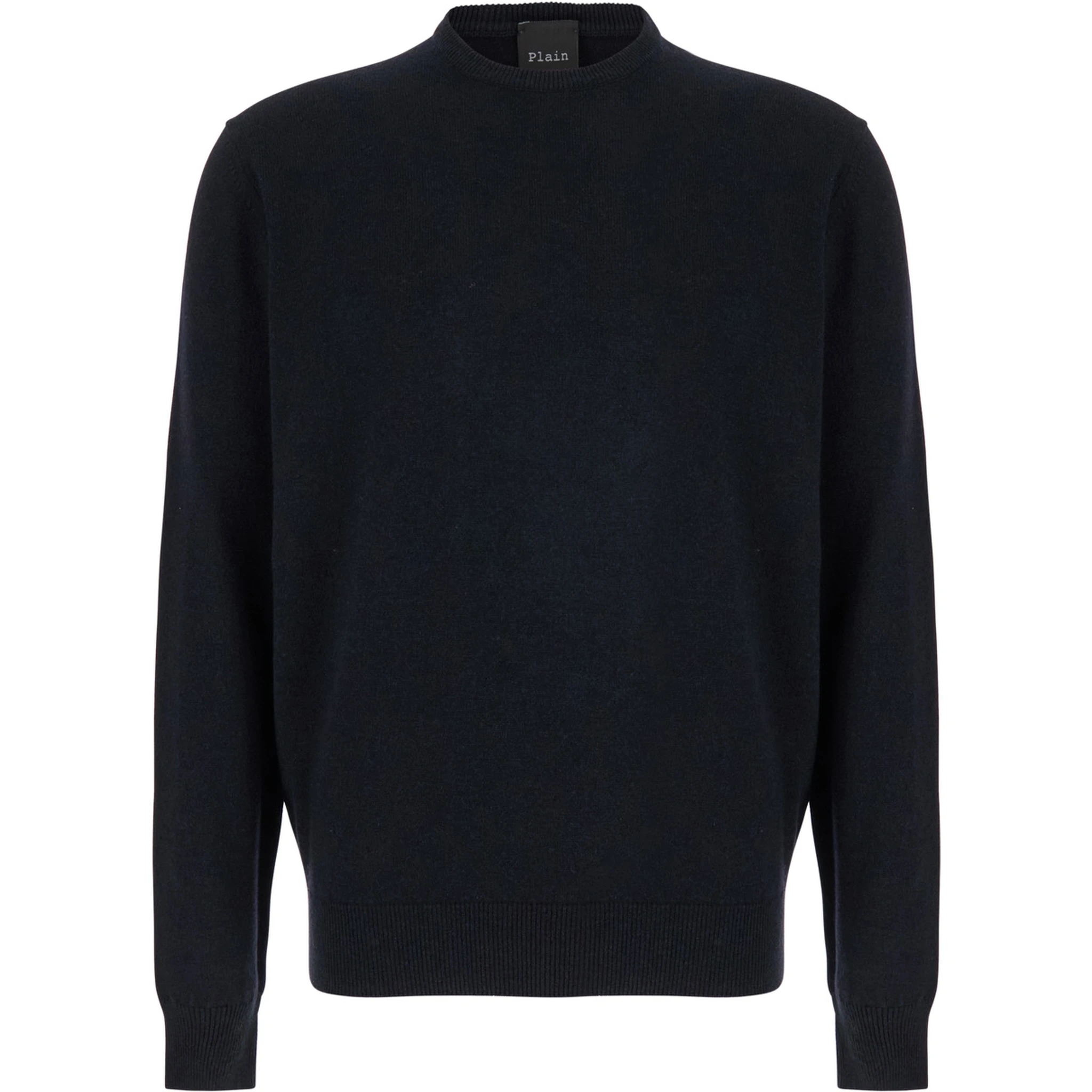 Dark Blue Crewneck Sweater in Merino Wool and Silk Blend Man