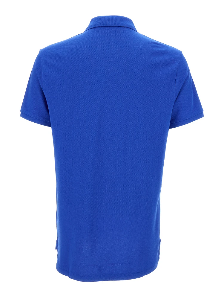 "Regular Fit" Blue Polo Shirt with Pony Embroidery on the Front in Cotton Piquet Man alternative