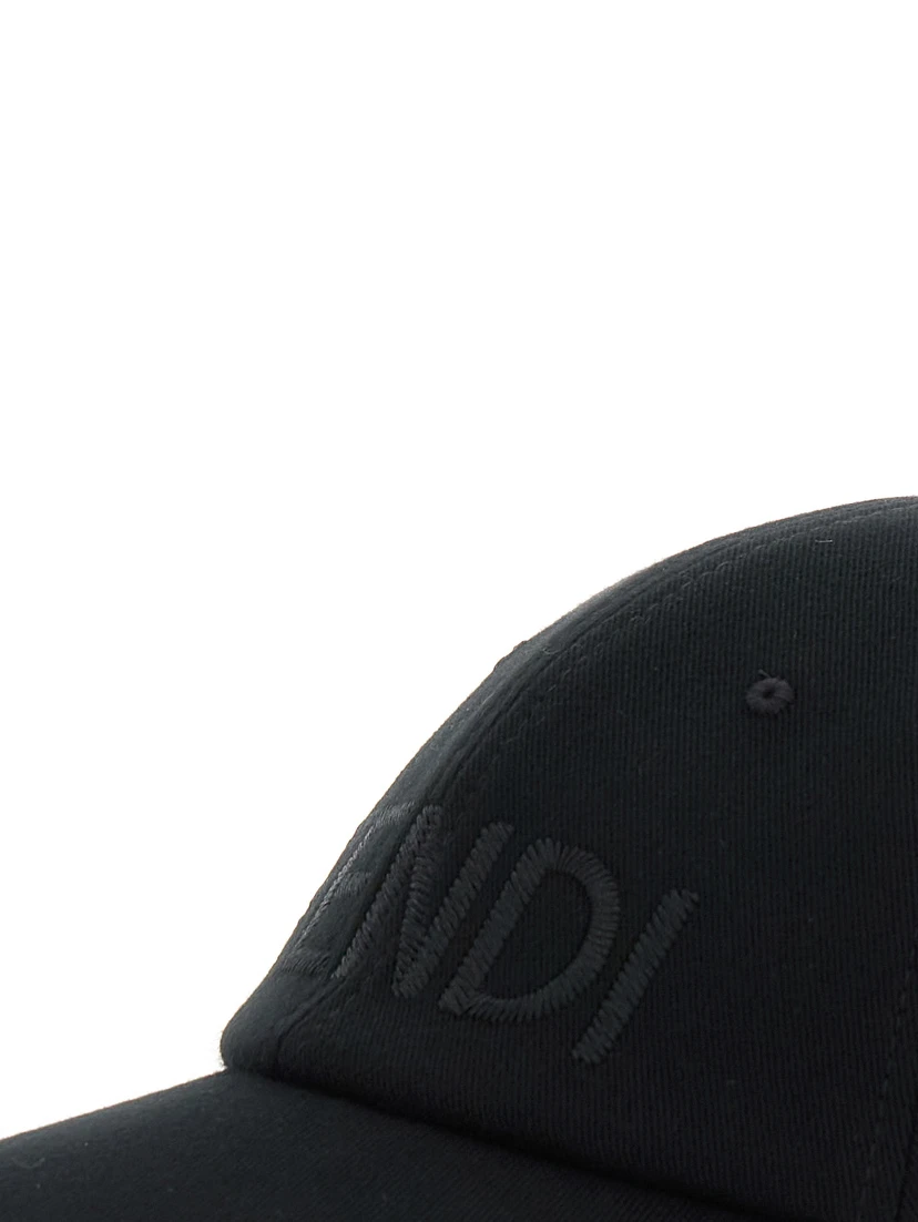 Black Baseball Cap with Logo Lettering Embroidery on the Front in Cotton Man