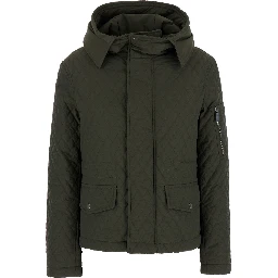 Green Quilted Jacket with EKD Logo Detail in Cotton Blend Woman