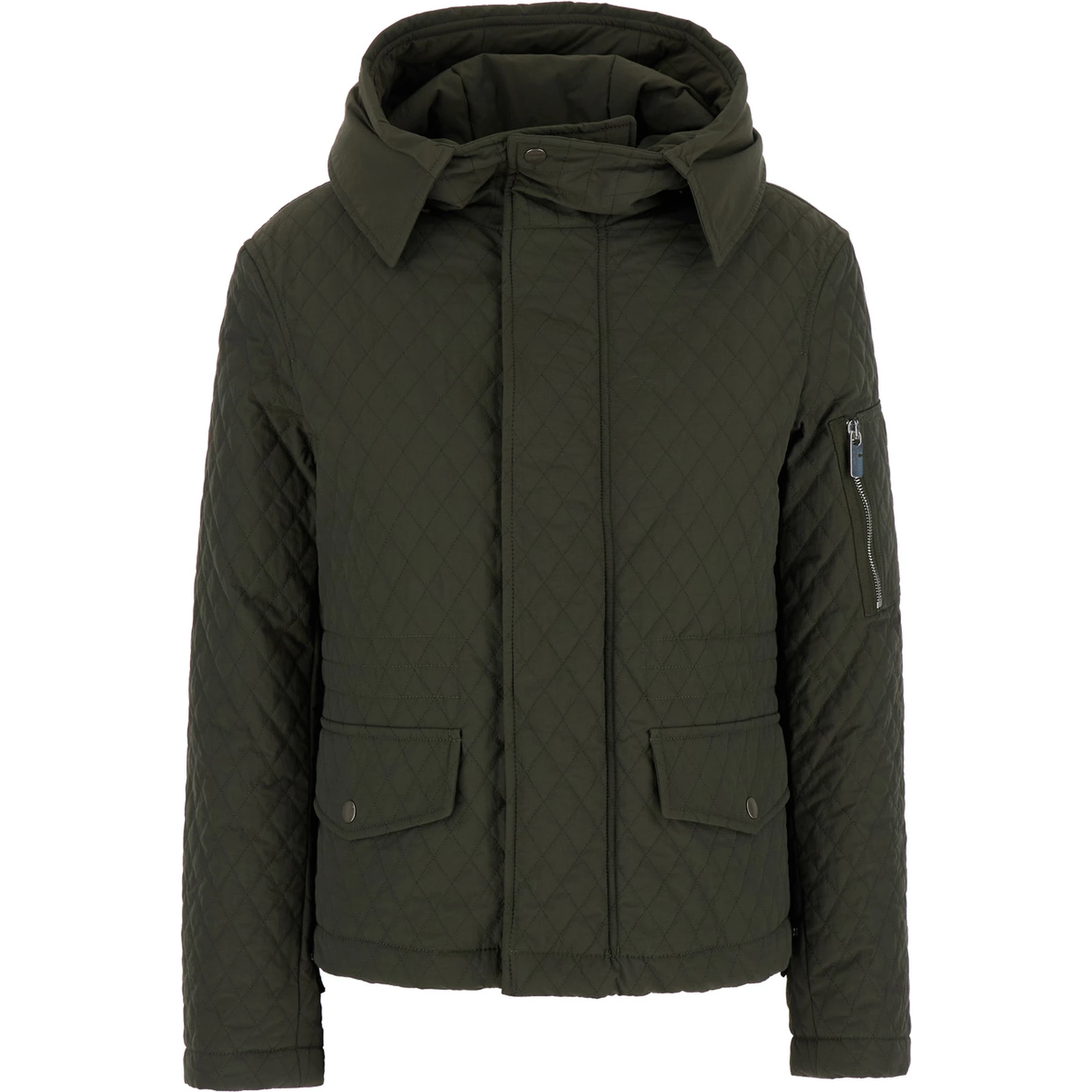 Green Quilted Jacket with EKD Logo Detail in Cotton Blend Woman