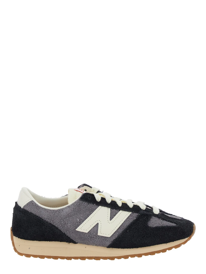 Black Low Top Sneakers with Logo Patch in Suede Unisex
