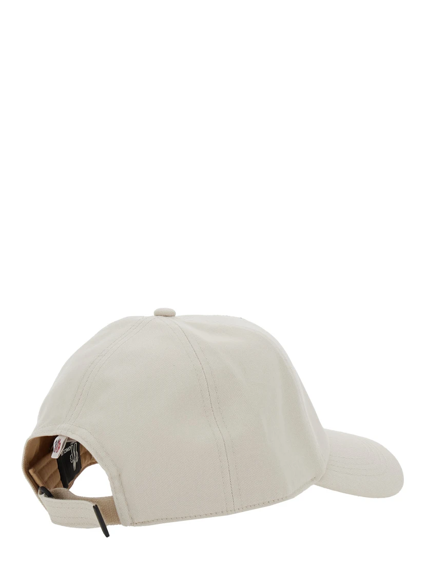 White Baseball Cap with Logo Patch on the Front in Cotton Woman