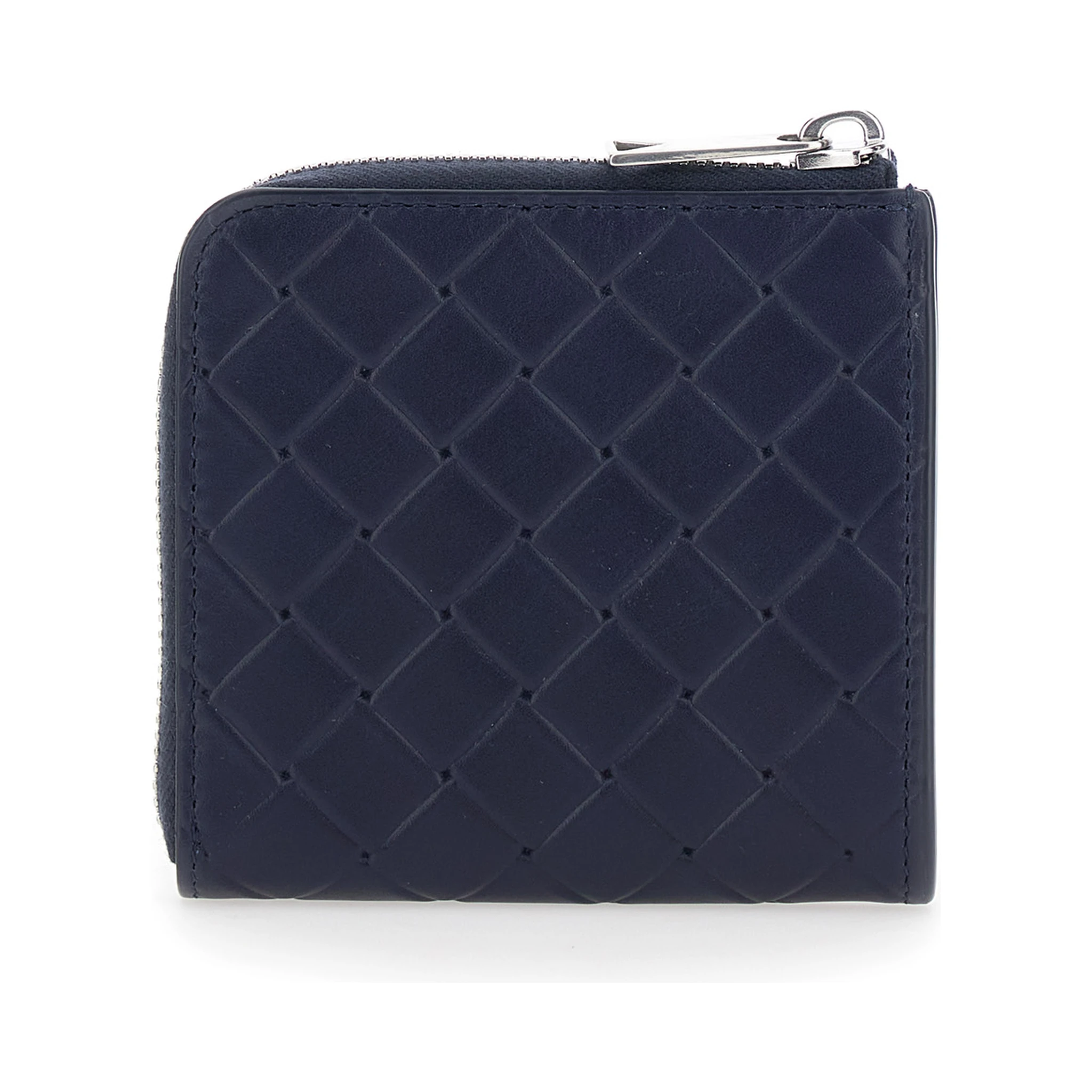 Blue Wallet with All-Over Intreccio Motif in Leather Man