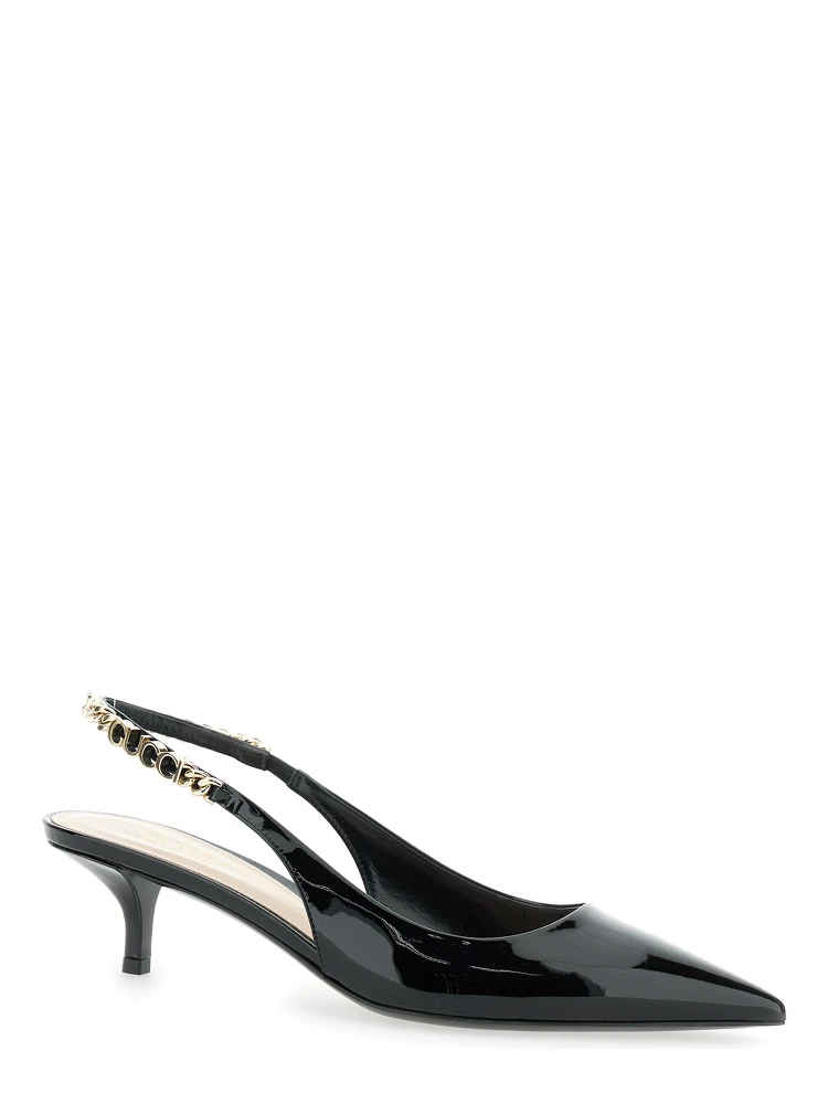 Signoria Black Pumps with Logo Strap in Leather Woman alternative