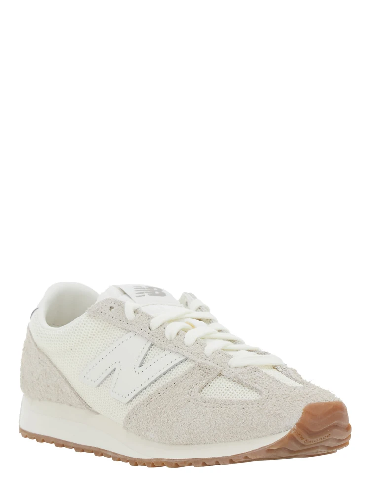White Low Top Sneakers with Logo Patch in Suede Unisex alternative