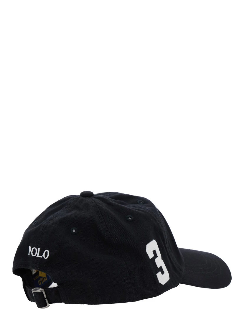 Black Baseball Cap with Maxi Pony on the Front and Numerical Detail on the Side in Cotton Boy