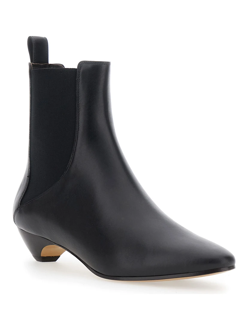 Allegra Chelsea Black Ankle Boots with Elastic Panels in Leather Woman