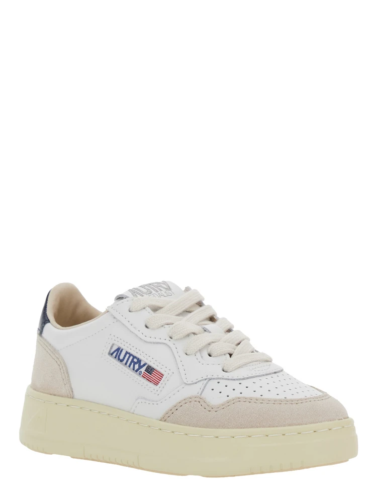Medalist White Low Top Sneakers with Logo Patch on Tongue and Side in Leather Boy alternative