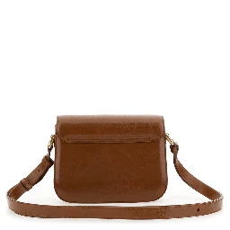 Grance Brown Small Crossbody Bag wirh Embossed Logo Lettering on the Front and Adjustable Shoulder Strap in Hammered Leather Woman