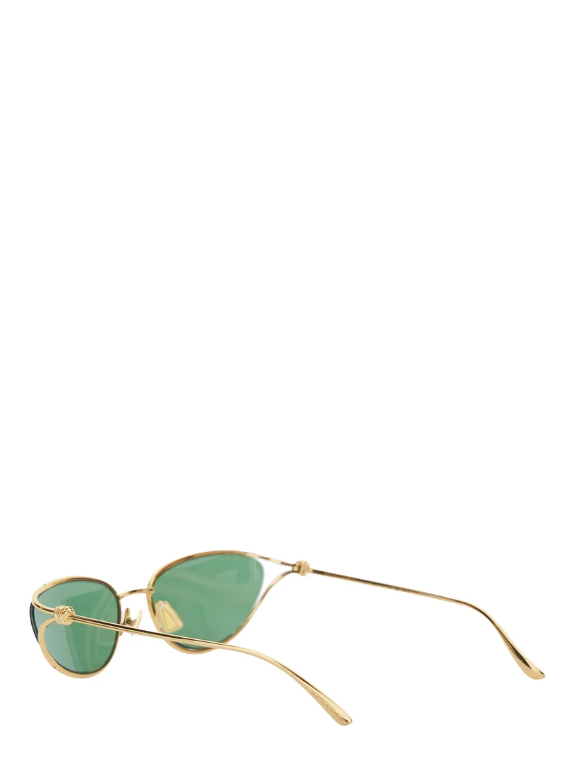 Green Sunglasses with Cat-Eye Design and Knot Detail on the Temples in Metal Woman