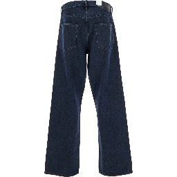 Blue Jeans with Belt Loops and Logo Patch on the Rear in Denim Man