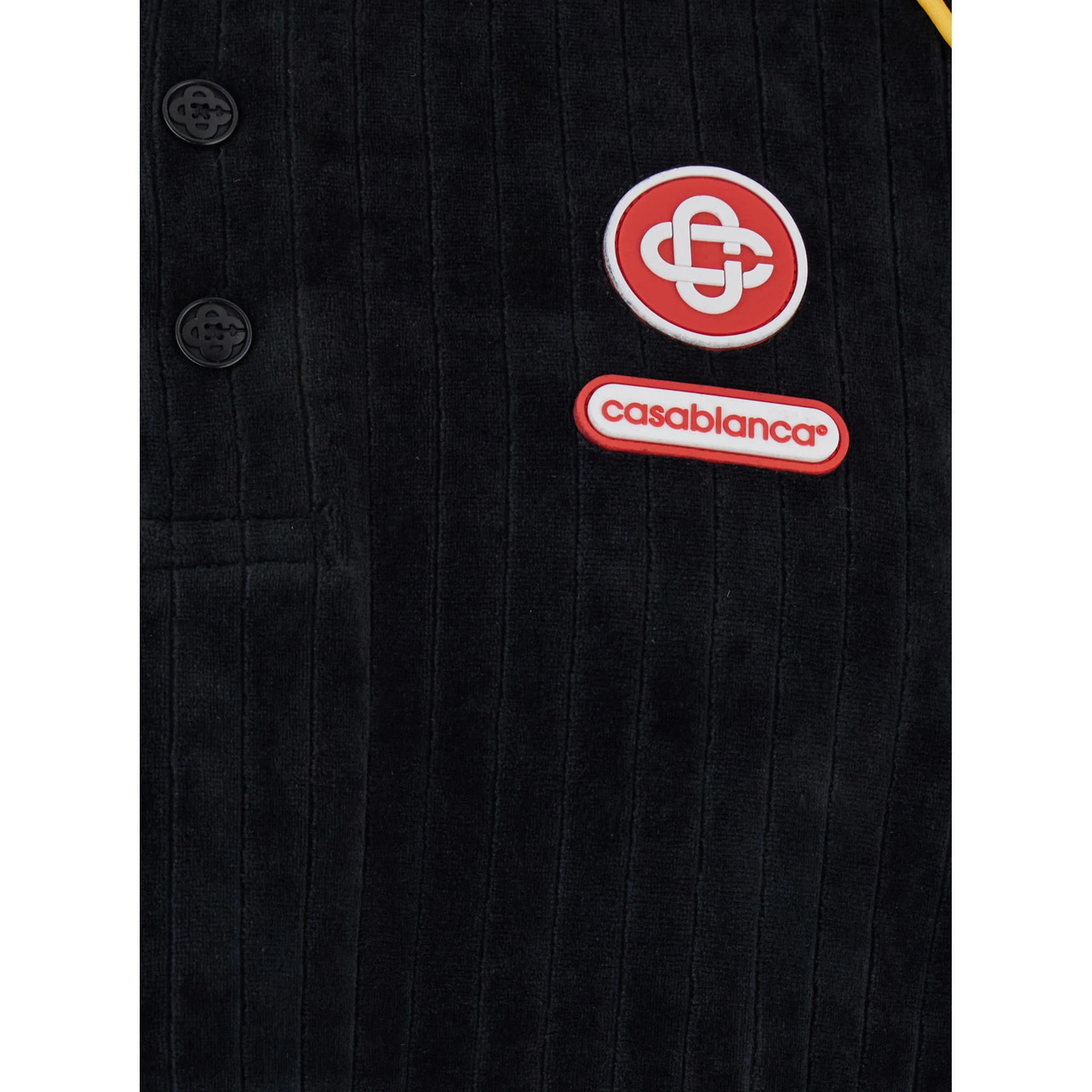 Black Polo Shirt with Classic Collar and Logo Embroidery on the Front in Corduroy Man