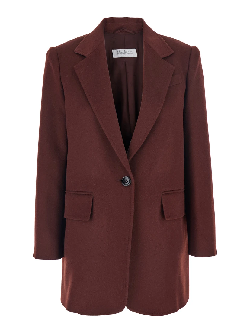 Ariccia Bordeaux Single-Breasted Jacket with Notched Revers in Wool Woman