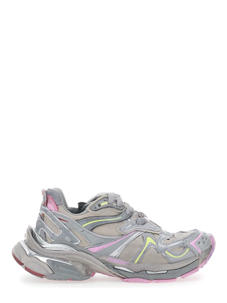 Runner 2 Beige Sneaker with Embossed Logo in Mesh and Nylon Woman