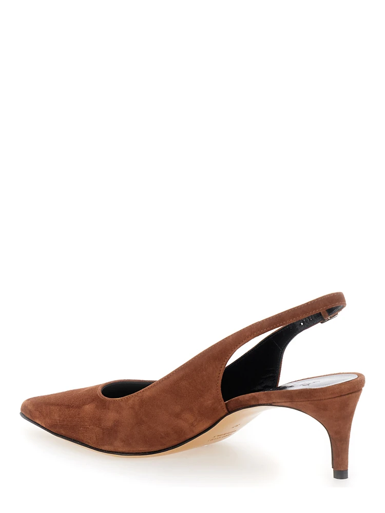 Luisa Brown Slingback Pumps with Low Heel in Suede Woman alternative