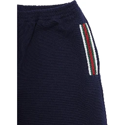 Blue Trousers with Web Pattern on Sides in Fabric Boy