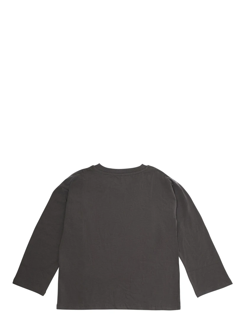 Grey Crew Neck Sweater with Front Print in Cotton Boy