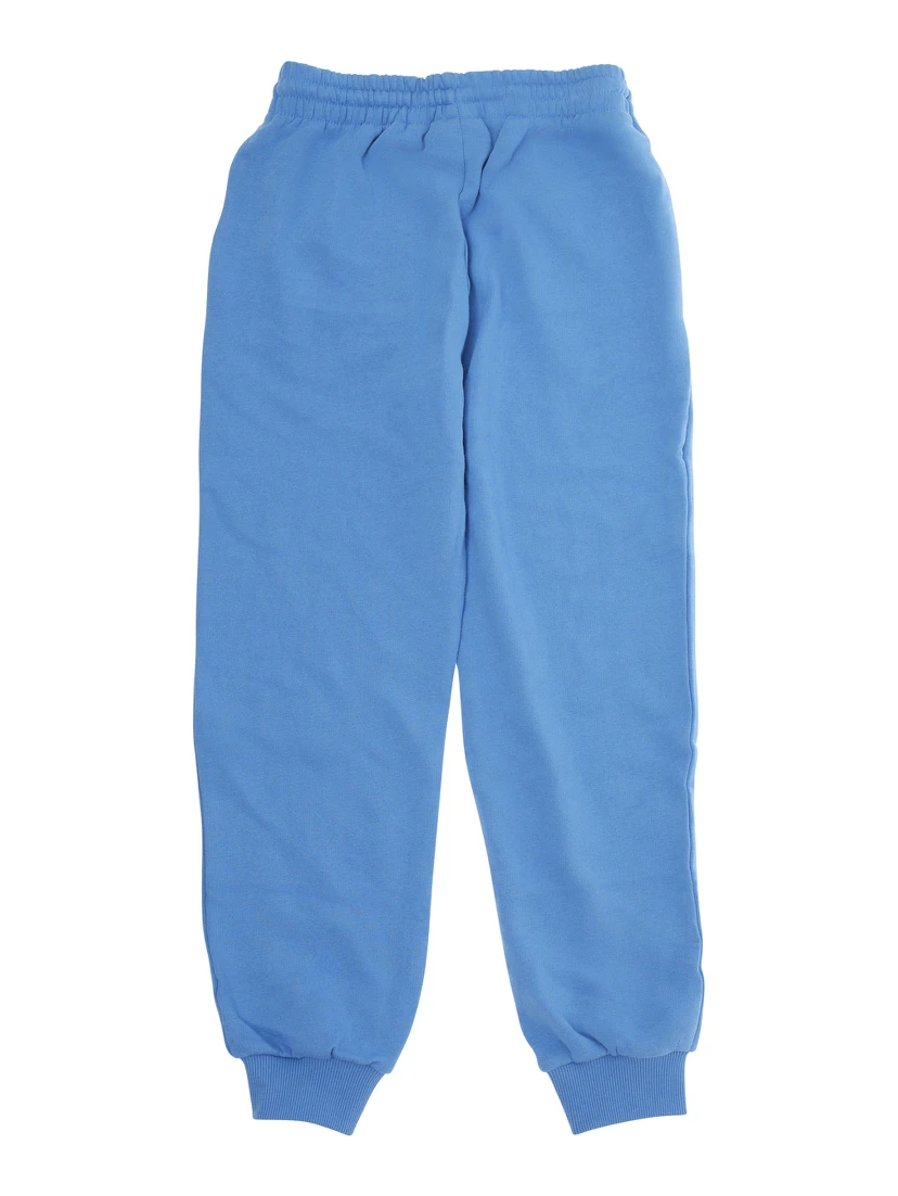 Light Blue Trousers with Elastic Waist and Front Embroidery in Cotton Boy