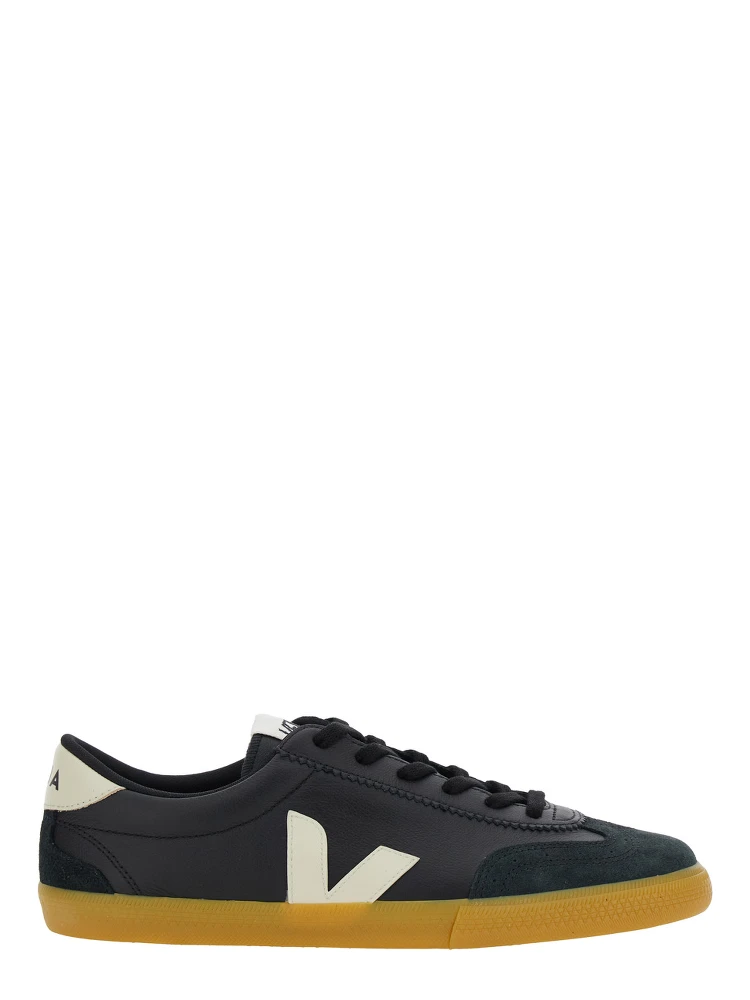 Volley Black Sneakers with Side Logo and Lettering Logo on the Heel in Organic Cotton Unisex