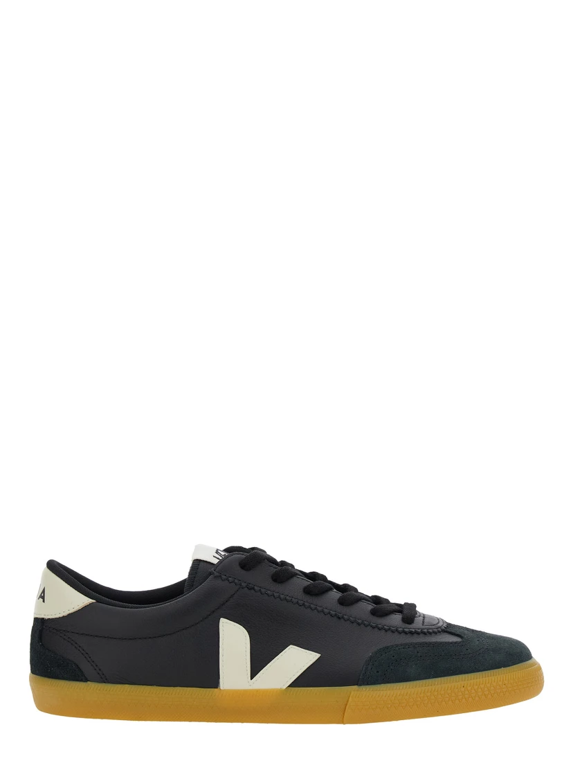 Volley Black Sneakers with Side Logo and Lettering Logo on the Heel in Organic Cotton Unisex