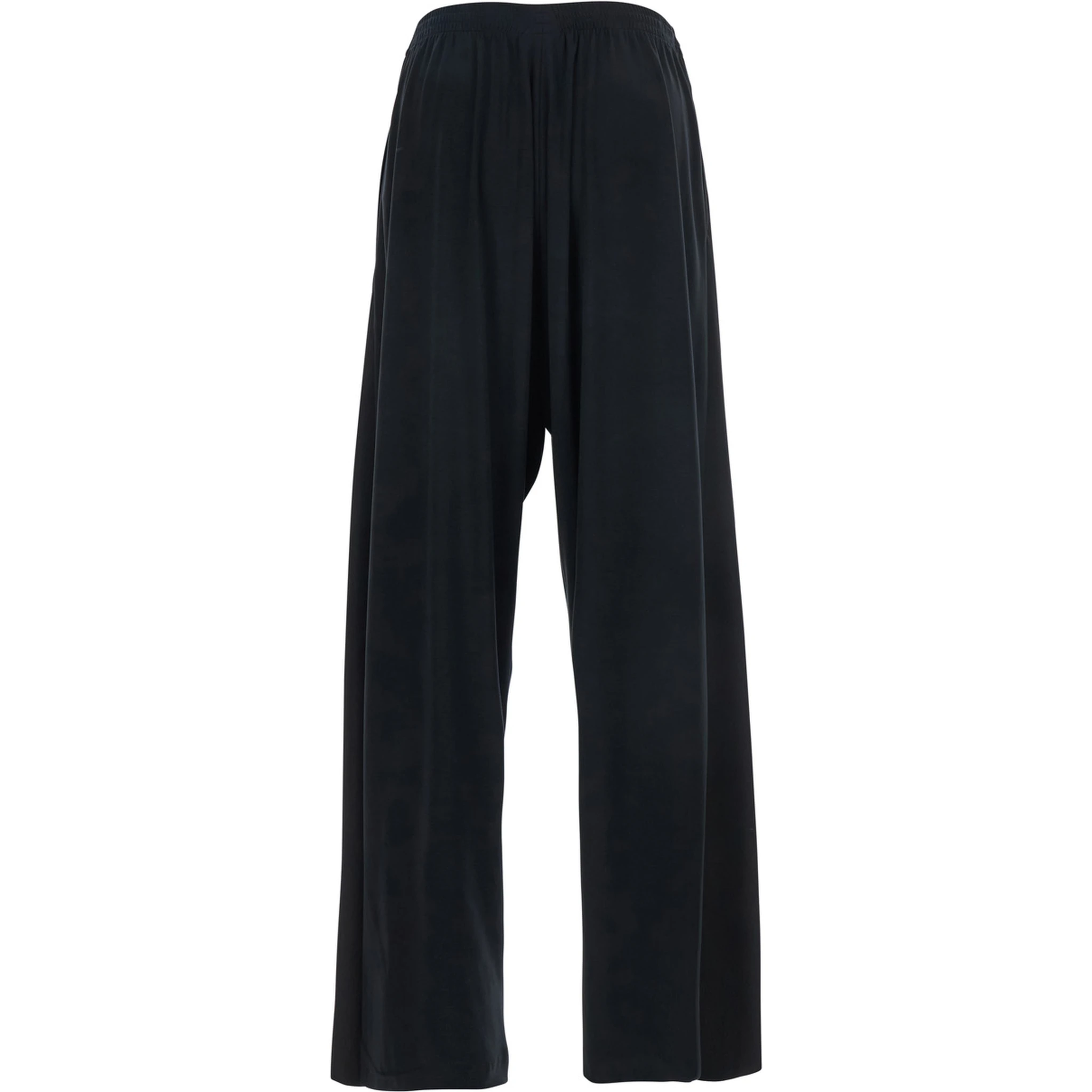 Black Pants with Elastic Waist in Wool Man