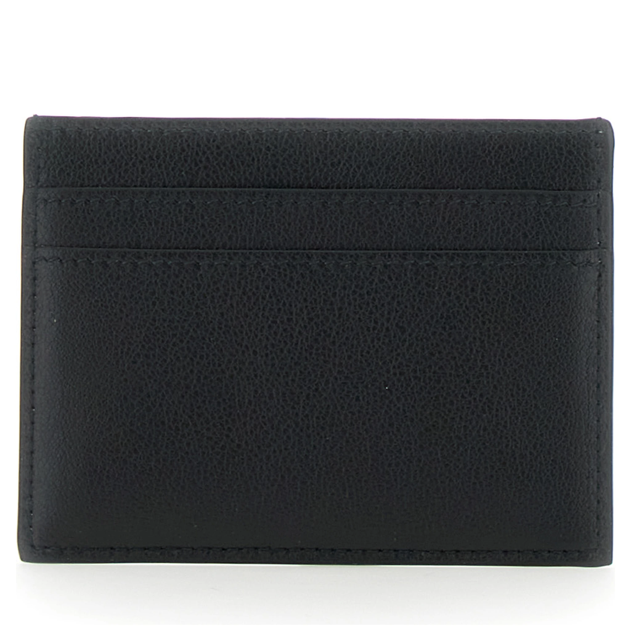 Monaco Black Card Holder with Logo Plaque on the Front in Leather Man
