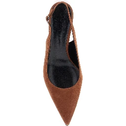 Luisa Brown Slingback Pumps with Low Heel in Suede Woman