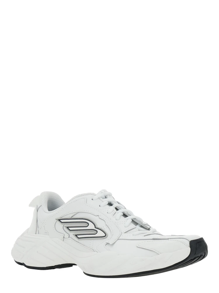 Monday White Low Top Sneakers with Logo Detail and Embossed Size on the Rear in Leather and Fabric Man alternative