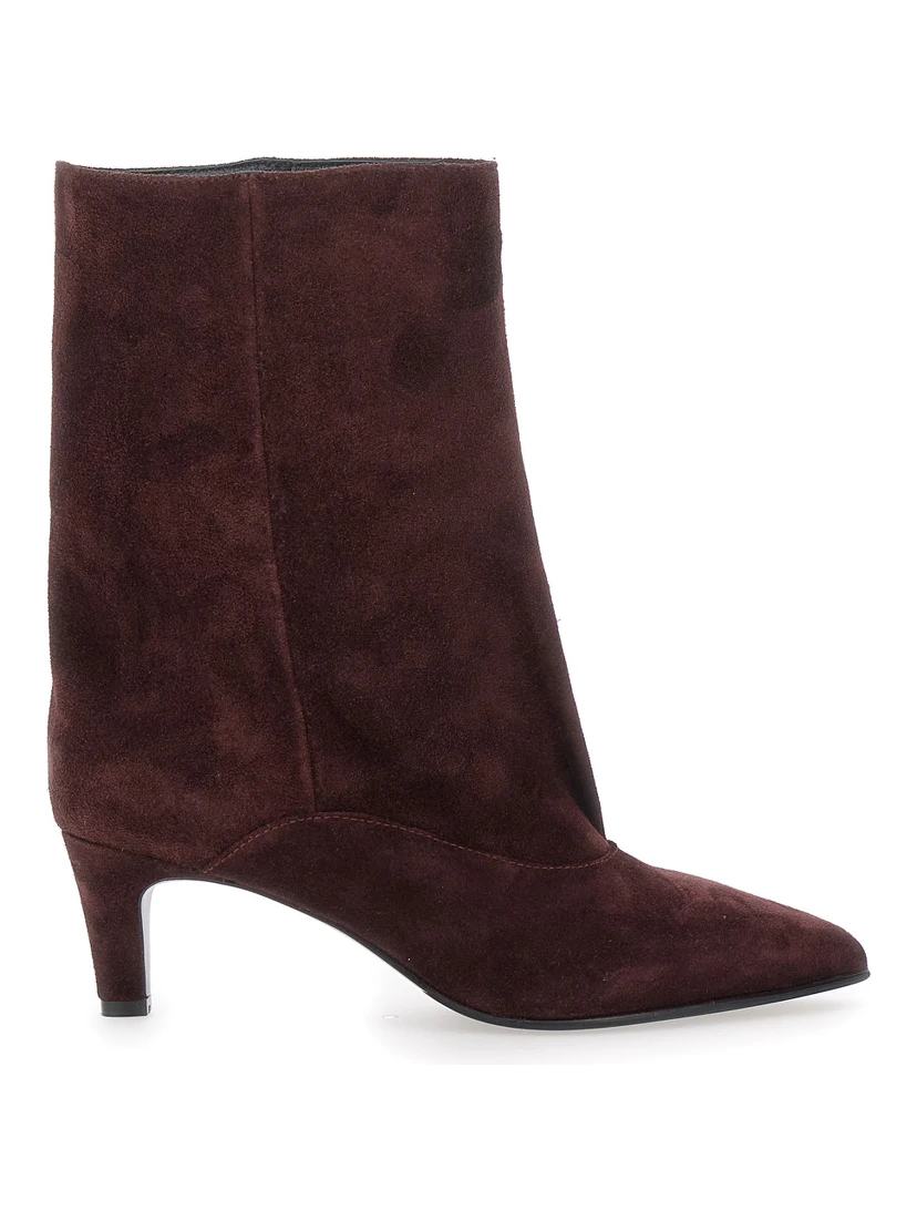 Joelle Bordeaux Ankle Boots with Pointed Design and Low Heel in Suede Woman