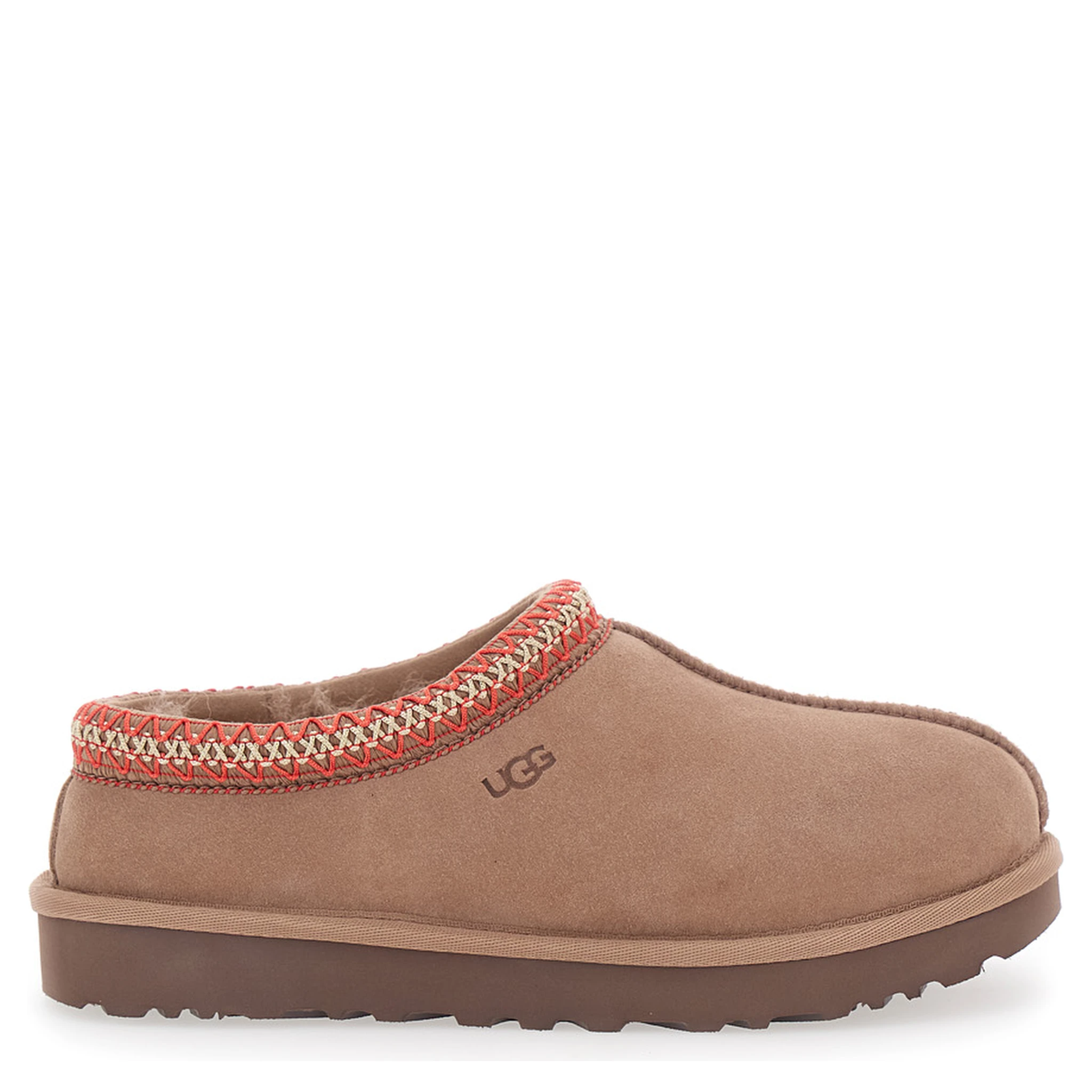 Tasman Beige Mules with Embossed Logo in Suede Woman