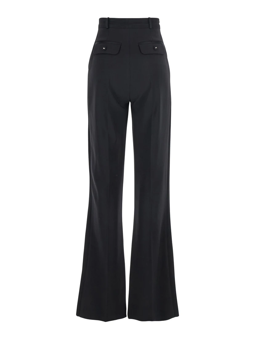 Black Trousers with Pleated Details in Fabric Woman