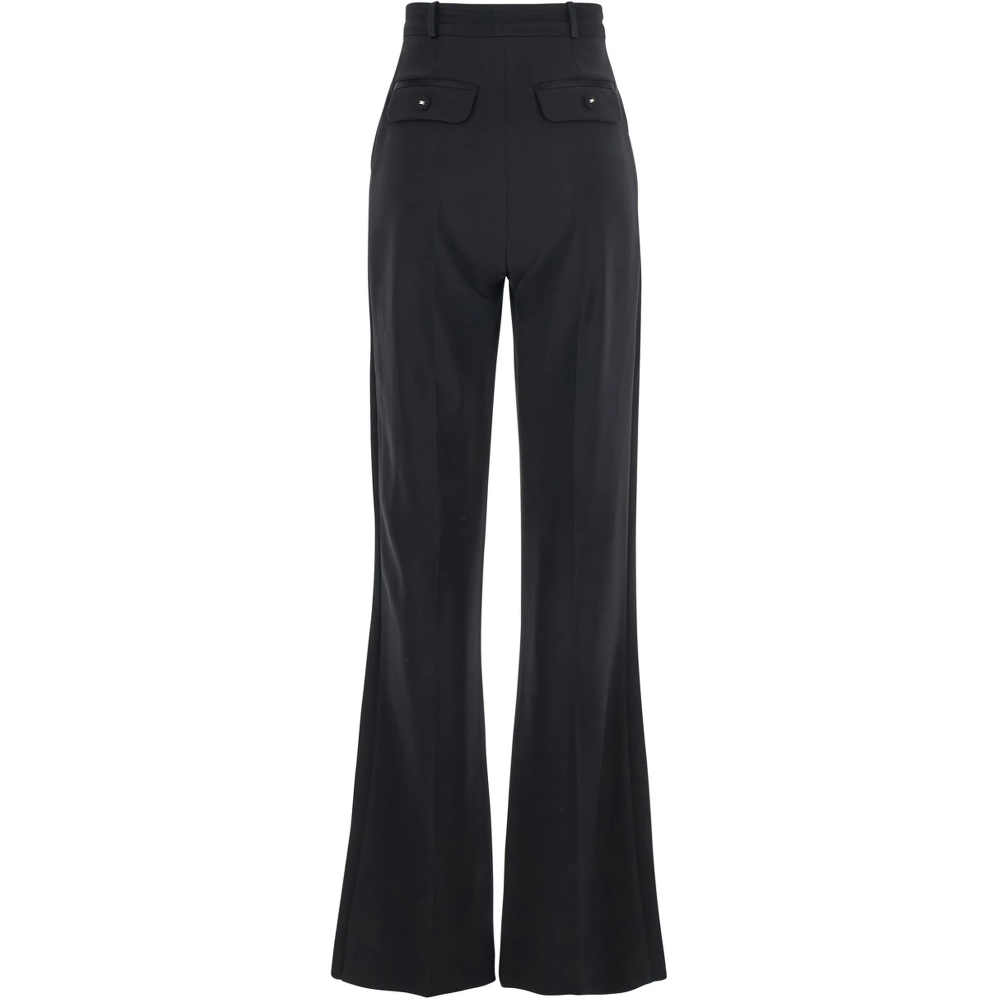 Black Trousers with Pleated Details in Fabric Woman