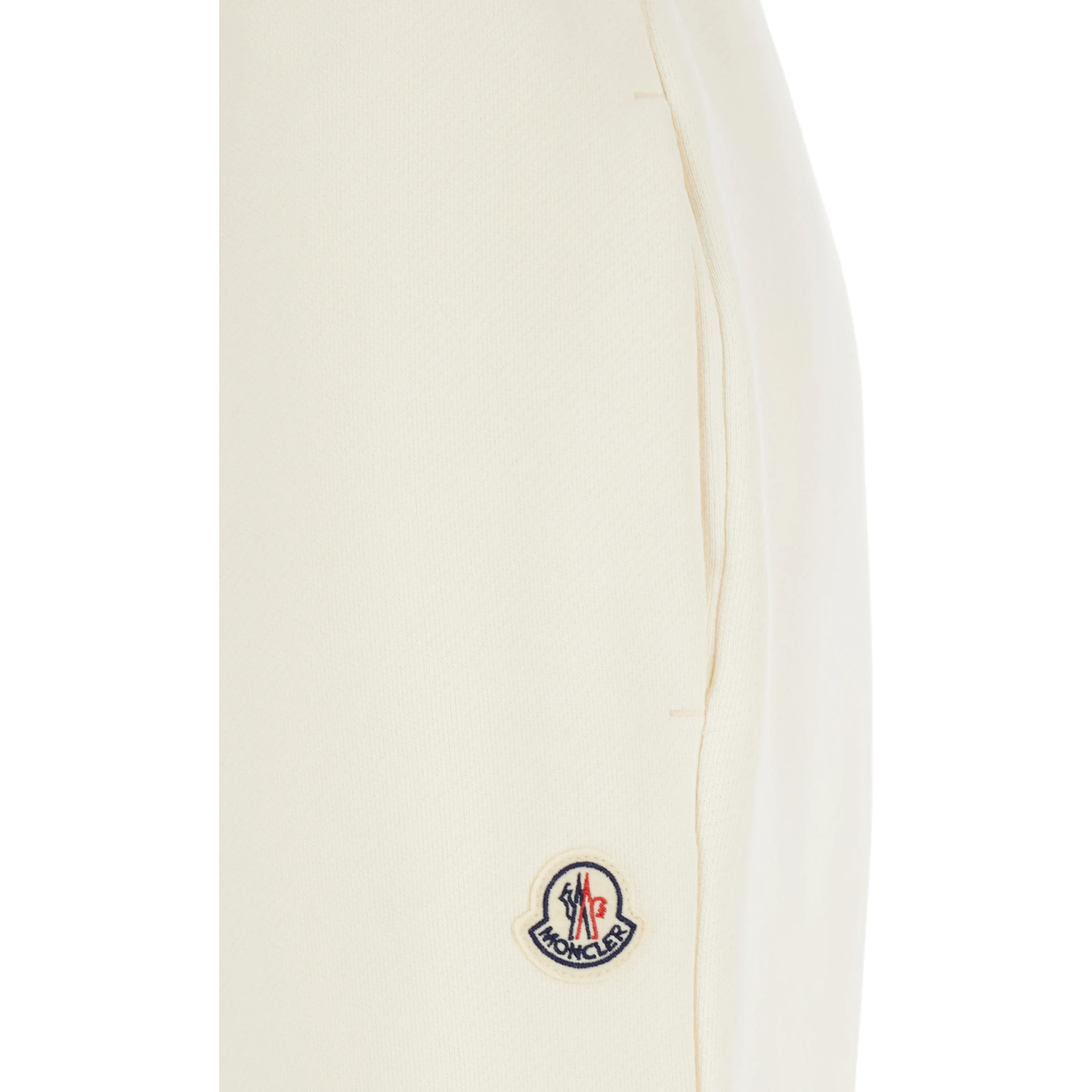 White Pants with Elastic Drawstring Waist and Logo Patch on the Side in Cotton Blend Woman