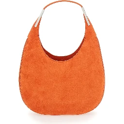 Florence Small Orange Shoulder Bag with Open Top in Suede Woman