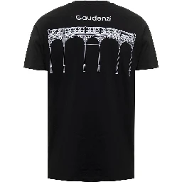 Black Cotton T-shirt with Logo print Gaudenzi Woman